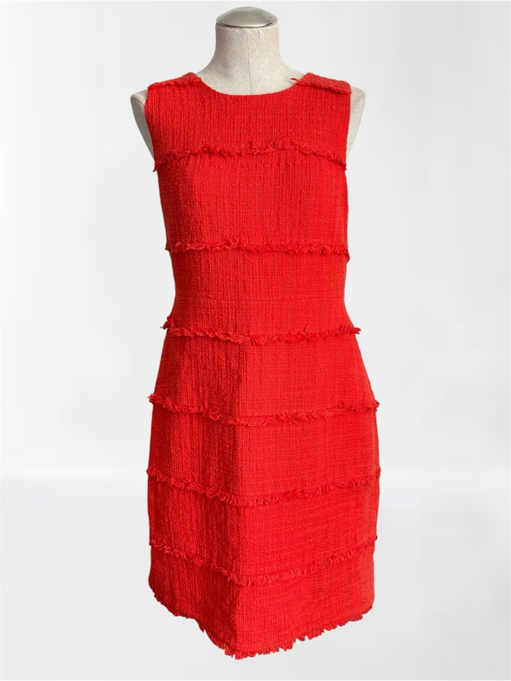J.Crew Red Tweed Fringe Shift Dress | Size M/L / 10